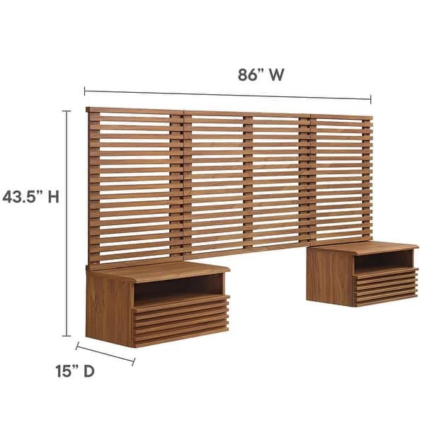 Vidalia Mid-century Modern Walnut Wooden Floating Twin Size Headboard ...