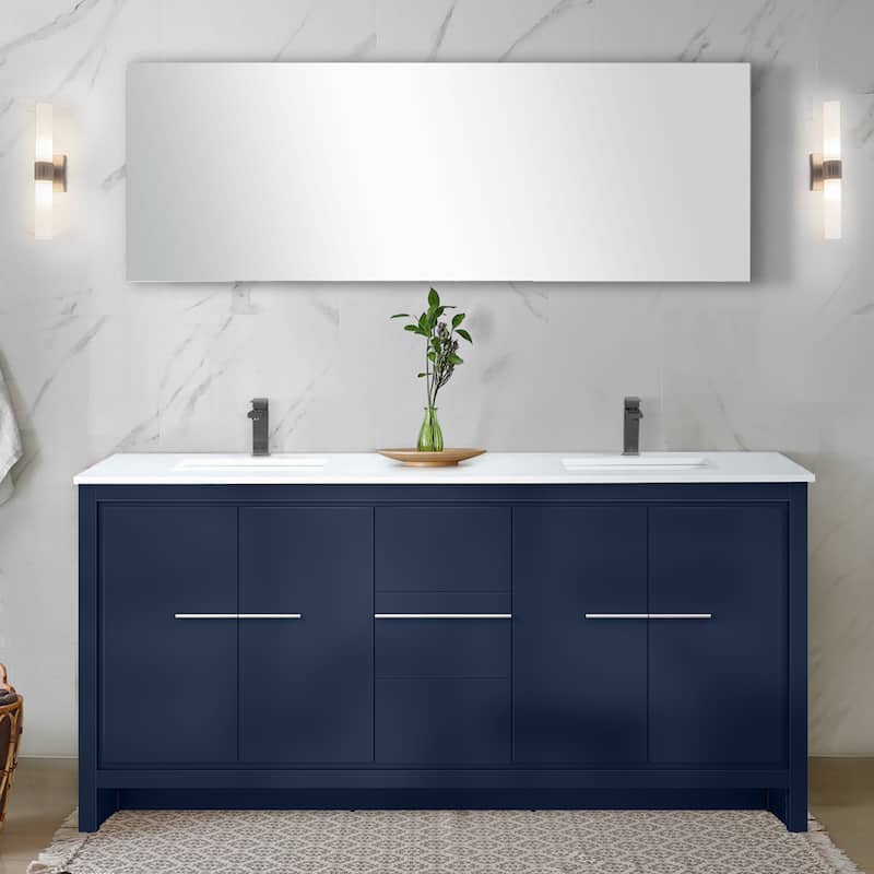 Lafarre Bath Vanity with Quartz Top, Sink, Mirror and Chrome Faucet
