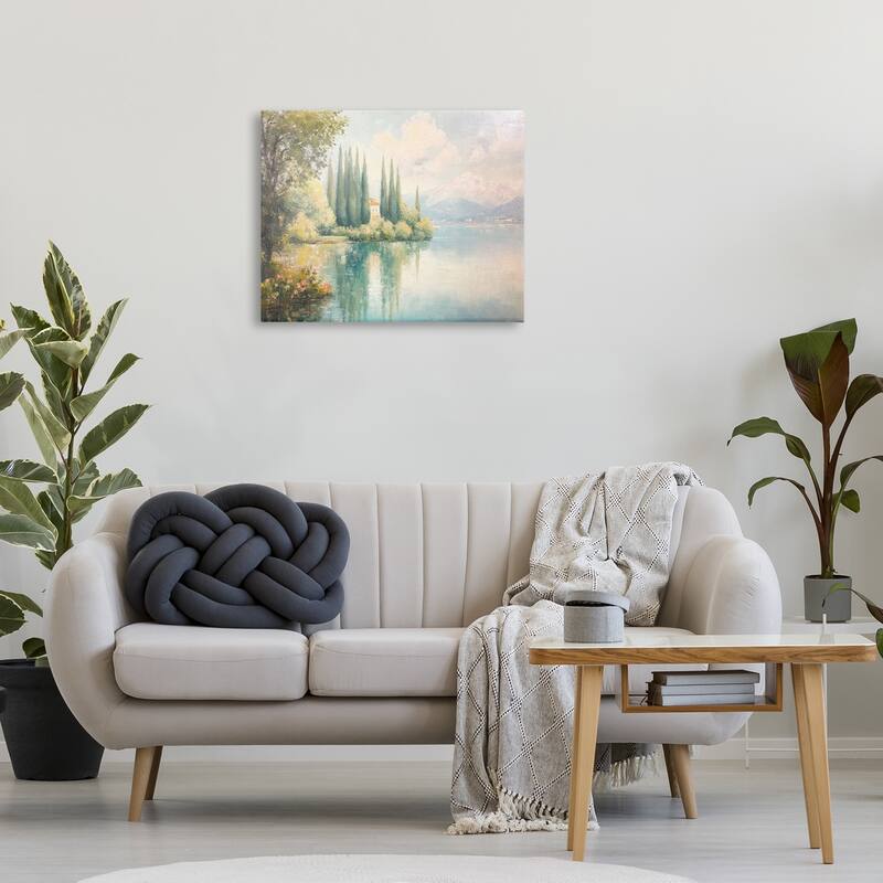 Stupell Lakeside Mansion View Canvas Wall Art Design By Petal Prints Design