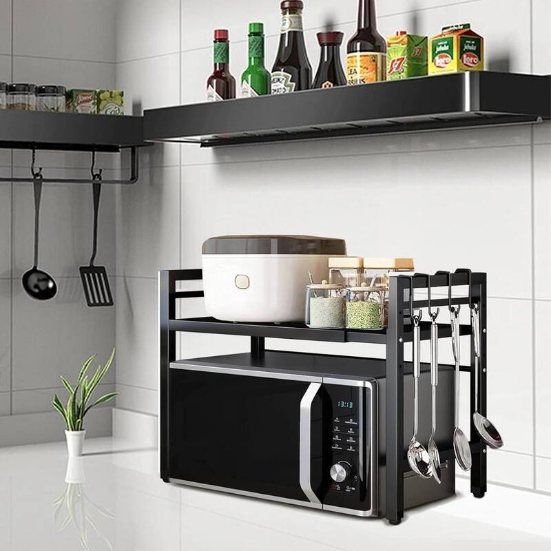 Microwave Oven Rack Expandable Countertop Heavy Duty - 12.8"D x 21.65"W x 17.13"H