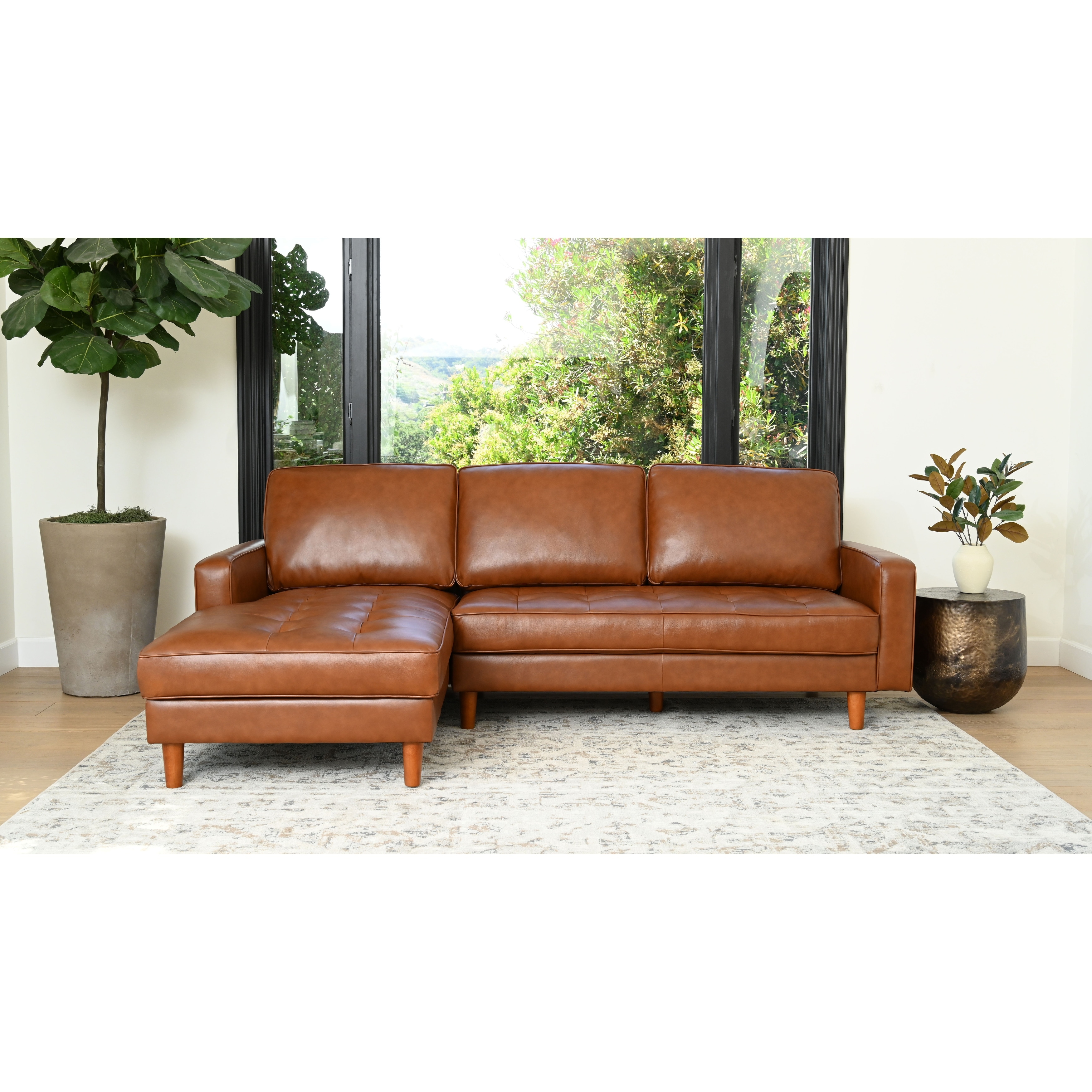 Abbyson calvin leather modular sectional deals