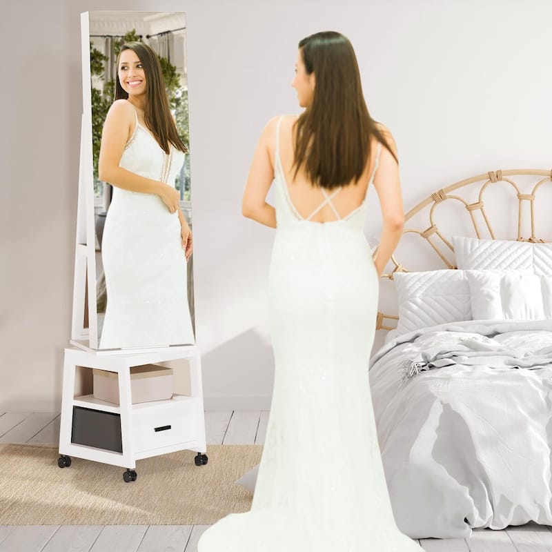 360° Swivel Jewelry Cabinet with LED Lights