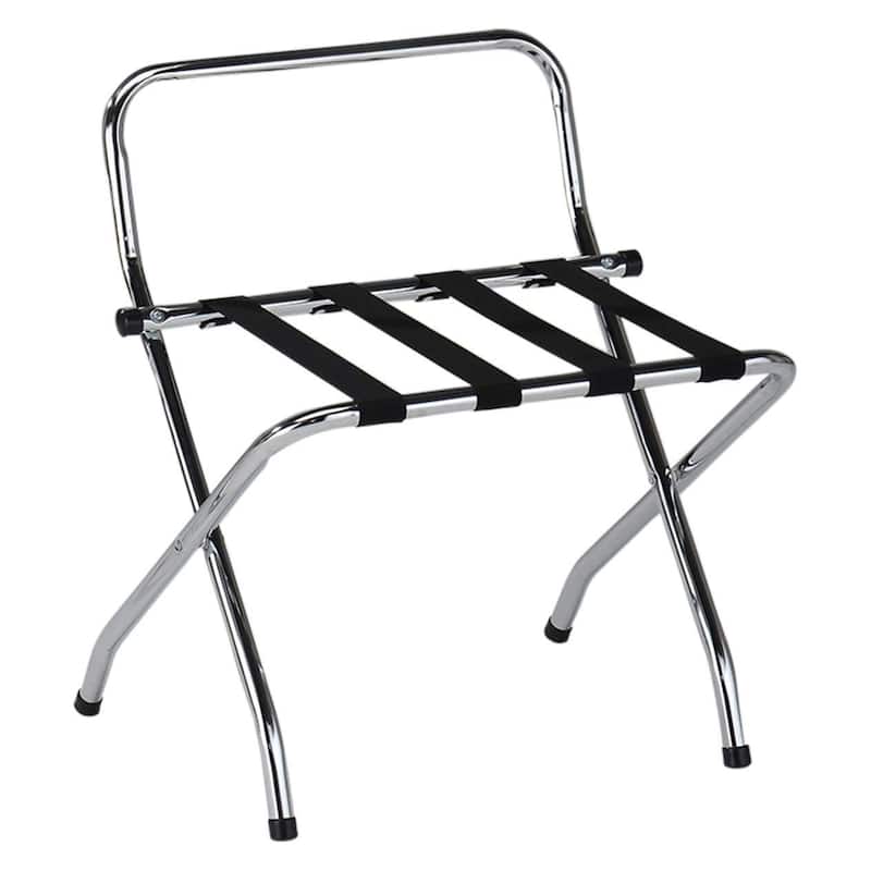 Chrome / Black Metal Foldable High Back Luggage Rack