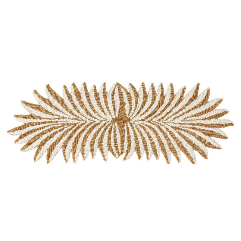 Leafy Elegance Beaded Table Runner - 12"x33" - Gold - 12"x33"