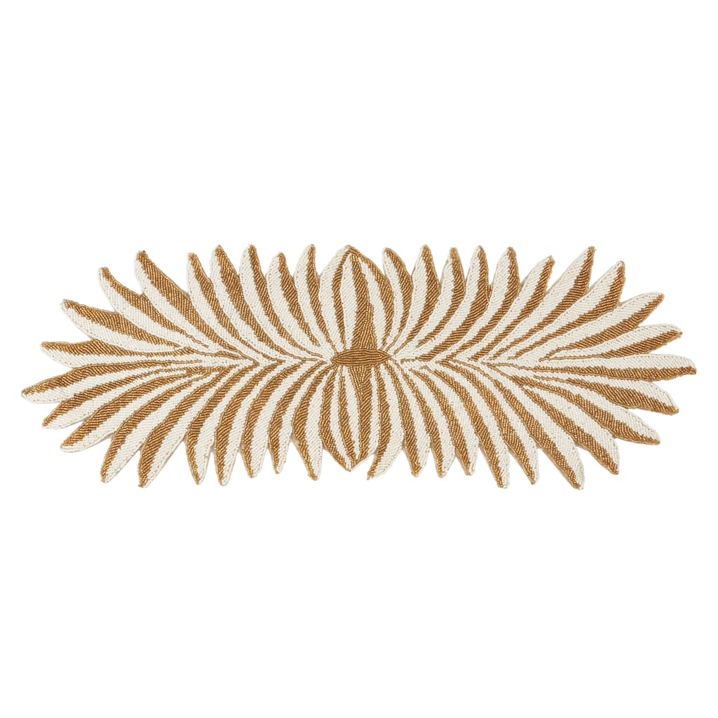 Leafy Elegance Beaded Table Runner - 12"x33"