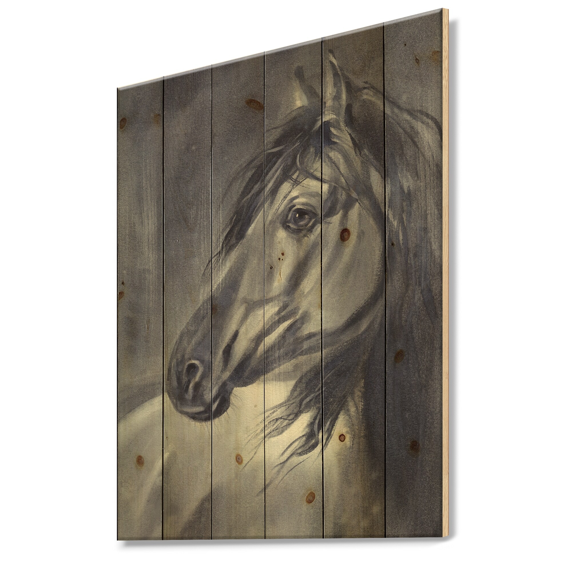 Estampado tradicional Designart 'Caballo negro durante la noche'-image