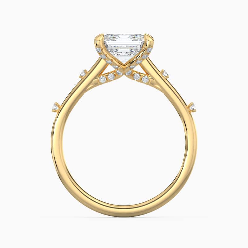 Auriya 14k Gold Petite Diamond Station Asscher Lab Grown Engagement Ring 1.00 to 5.00 ct. tw. (F-G, VS)