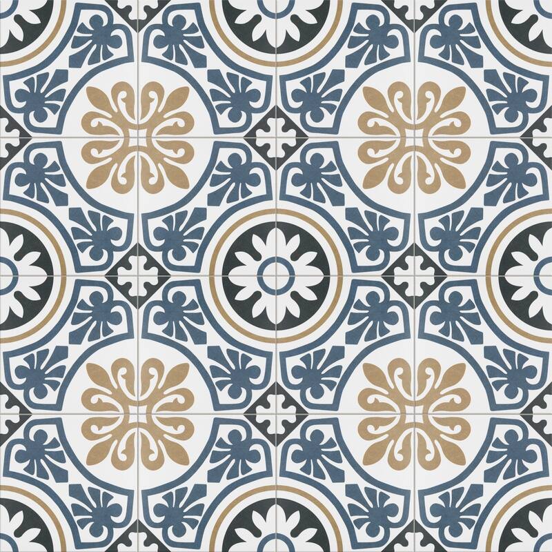 Merola Tile Majestic Tiena Blue 9-3/4" x 9-3/4" Porcelain Floor and Wall Tile