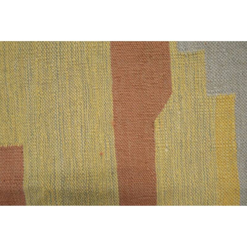 Hand Woven Oriental 100% Wool Carpet Southwestern Modern Greys & Charcoal Kilim Area Rug - 14' 1'' X 11' 1''