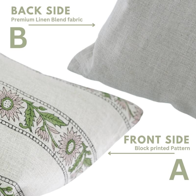 Fabdivine Linen Pink Fall or Home Decor Floral Cushion Cover, Khushi