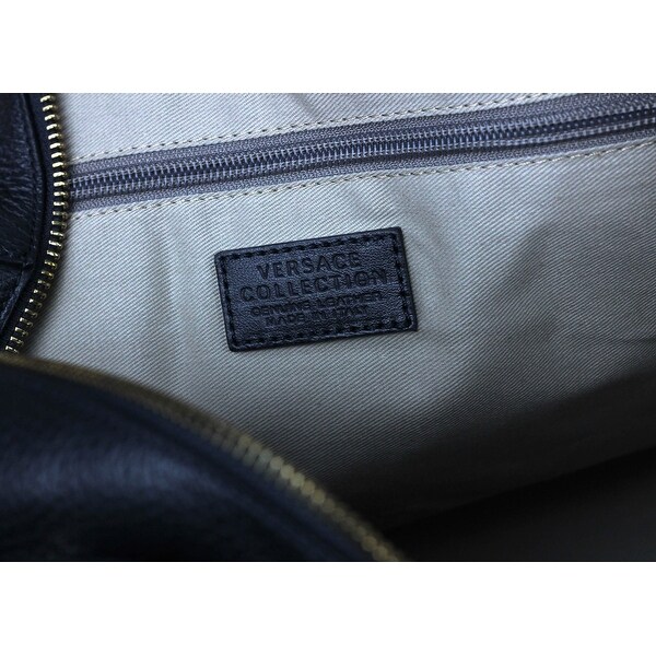 versace collection pebbled leather shoulder bag