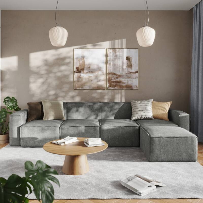 Contemporary 5 Piece Modular Sectional Sofa with Ottoman