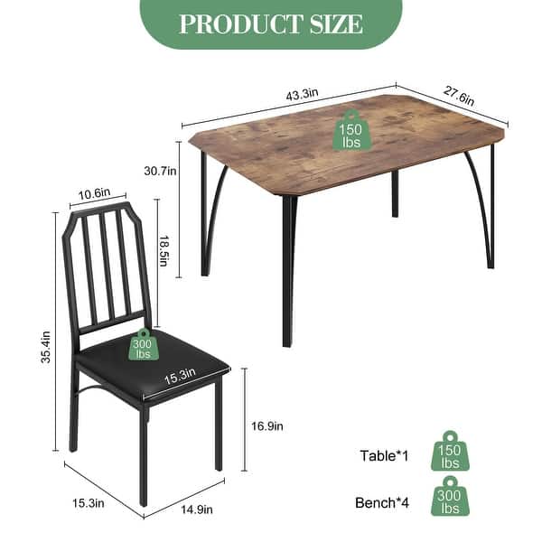 dimension image slide 0 of 4, Dining Table Set for 2, Kitchen Table Chairs Set of 2 with PU Upholstered Cushion