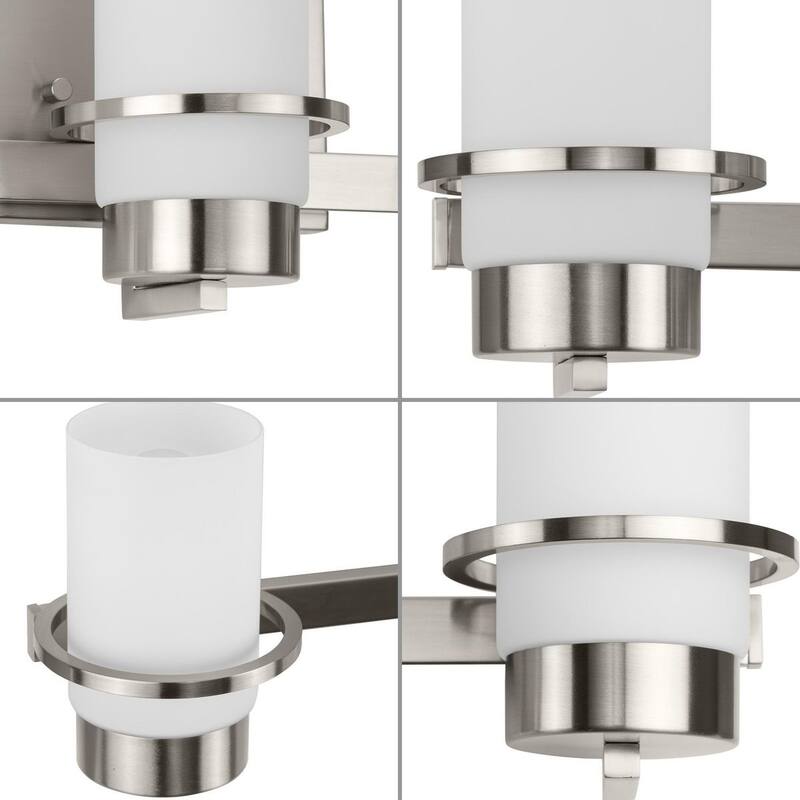 Reiss Collection Three-Light Modern Farmhouse Brushed Nickel Vanity Light - 22.75 in x 5.75 in x 7 in