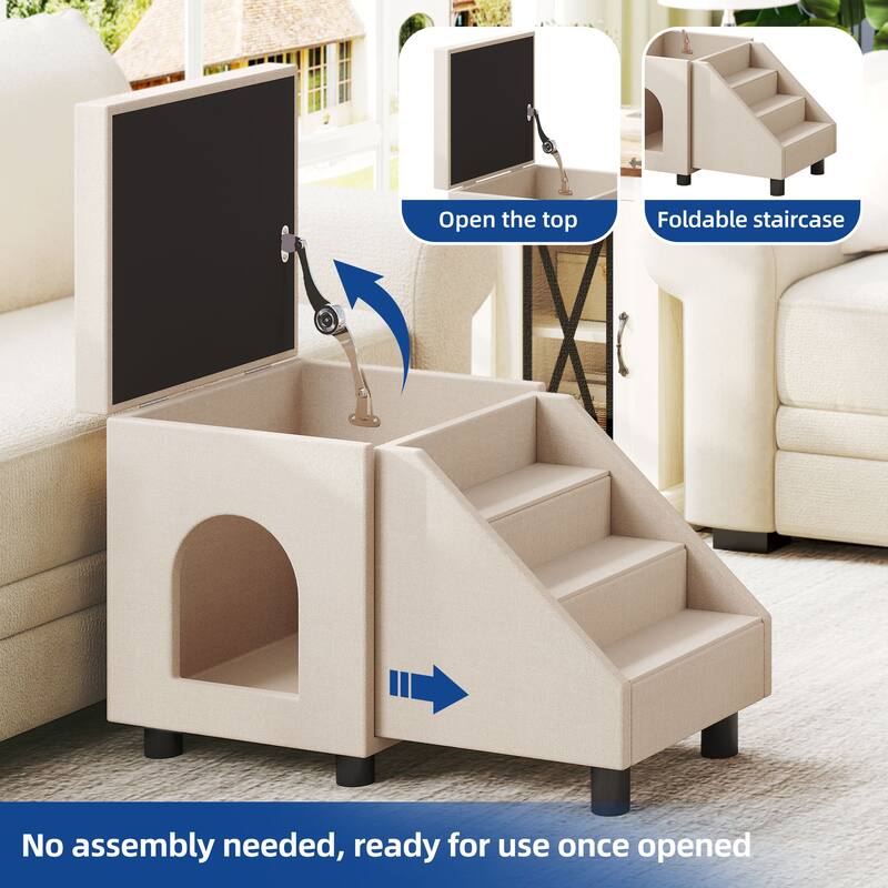 Moasis Foldable Dog Stairs for Small Dogs Cat Stairs Multi-Purpose Pet Bunk Bed with Mats