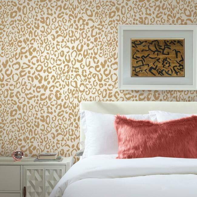 RoomMates Leopard Peel and Stick Wallpaper Gold Bed Bath & Beyond