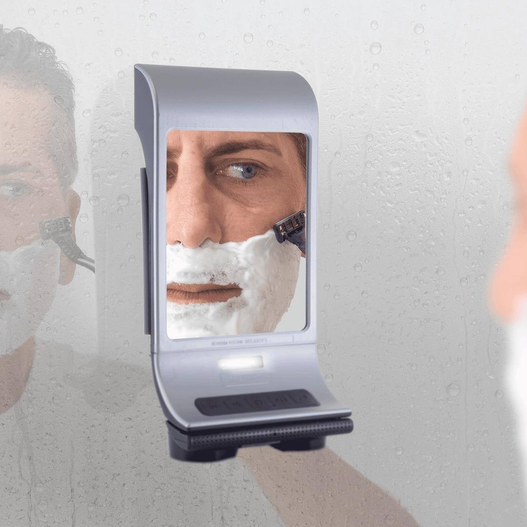 Zadro Fogless Lighted Shower Mirrors w/ Wall Mount & Bluetooth Speaker