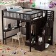 preview thumbnail 1 of 13, Full Size Sturdy Construction & Unique Design Loft Bed with Bookshelf,Drawers,Desk,and Wardrobe, Espresso