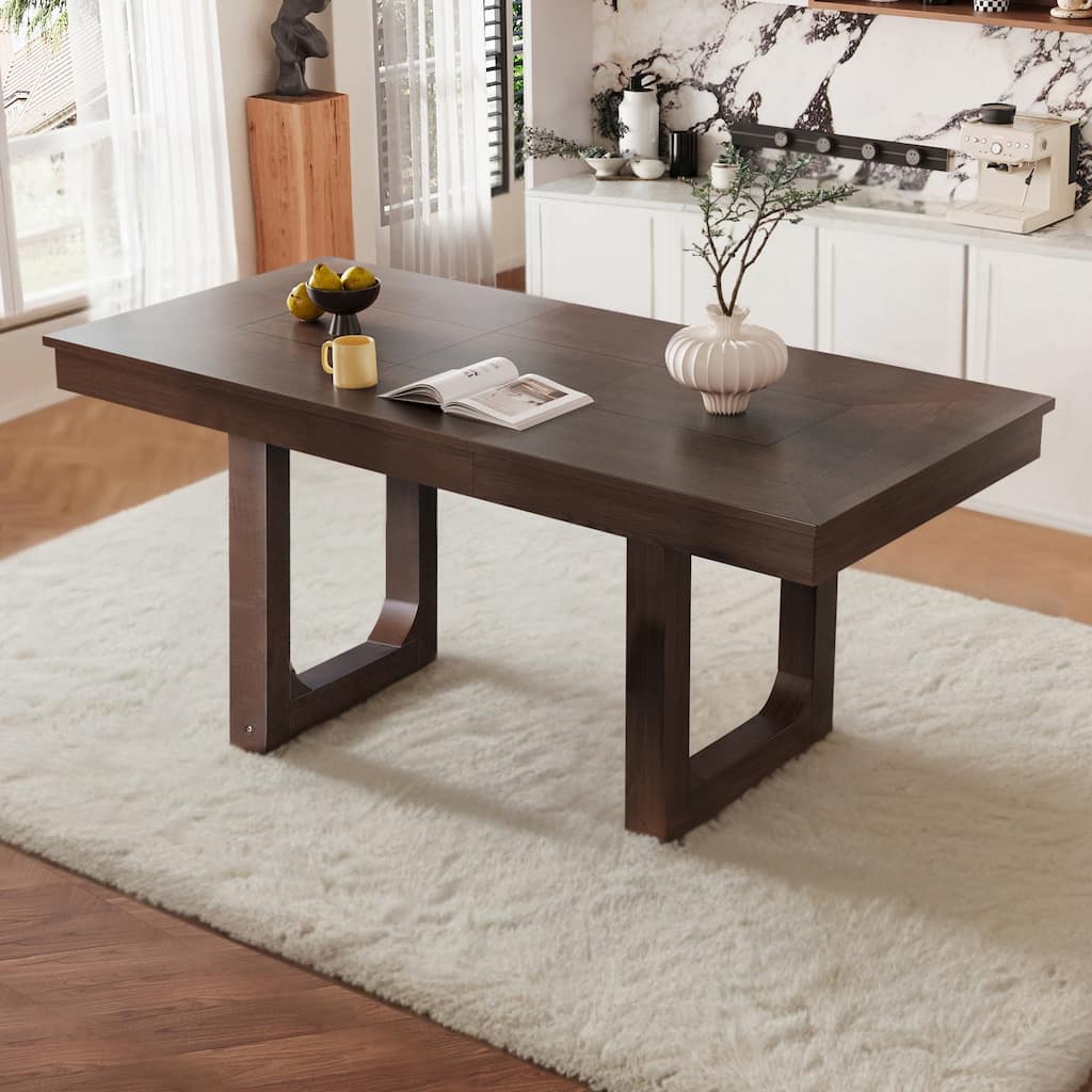 Roomfitters Farmhouse Extendable Rectangular Wooden Kitchen Dining Table