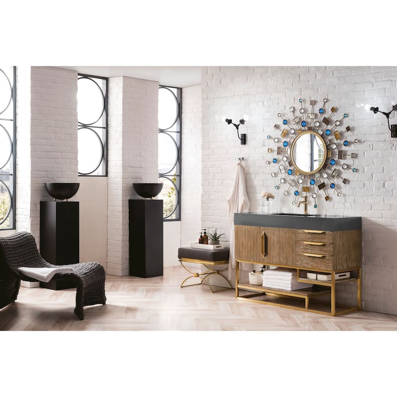 James Martin Vanities Columbia 48" Single Vanity, Latte Oak with Radiant Gold Hardware