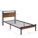 preview thumbnail 10 of 8, Twin Size Metal Platform Bed Frame with Wooden Headboard and Footboard ,Includes USB Charger