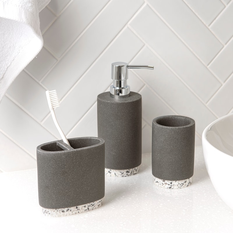Marcello Stone 3 Piece Bathroom Accessory Set - 3 piece set