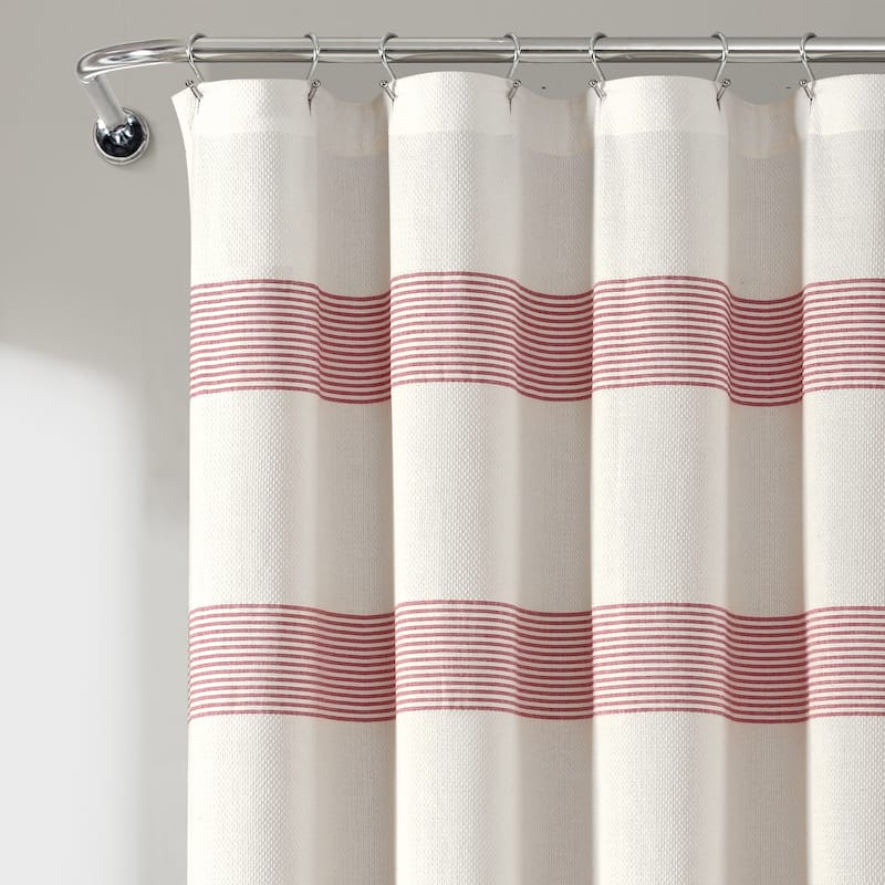 The Gray Barn Done Roamin Stripe Yarn Dyed Cotton Knotted Tassel Shower Curtain