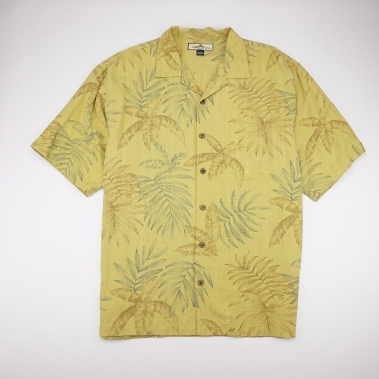 Tommy Bahama Hawaiian Short Sleeve Camp Shirt Relax Mens Size L 100/% Silk Yellow