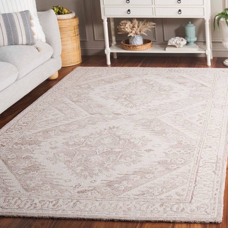 SAFAVIEH Handmade Ebony Domitilia Wool Rug - 8' x 10' - Beige/Ivory
