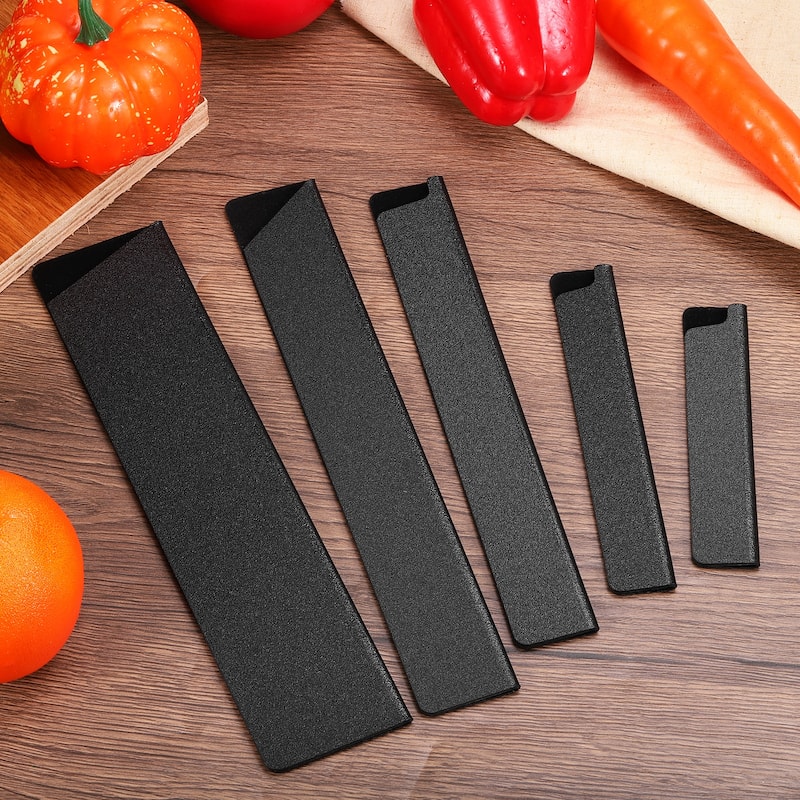 5Pcs Knife Edge Guards ABS Knife Cover Sleeves Blade Protector - Black - 8.6"x2"/6.3"x1.3"
