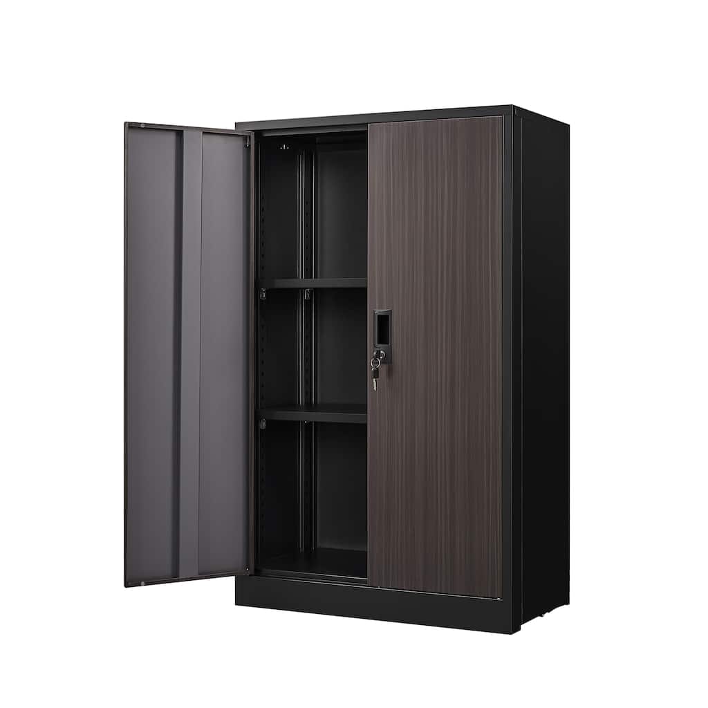 Modern File Cabinet Folding Document Storage Cabinet with Doors, Adjustable Shelves and Locks, for Home Office, School, Garage