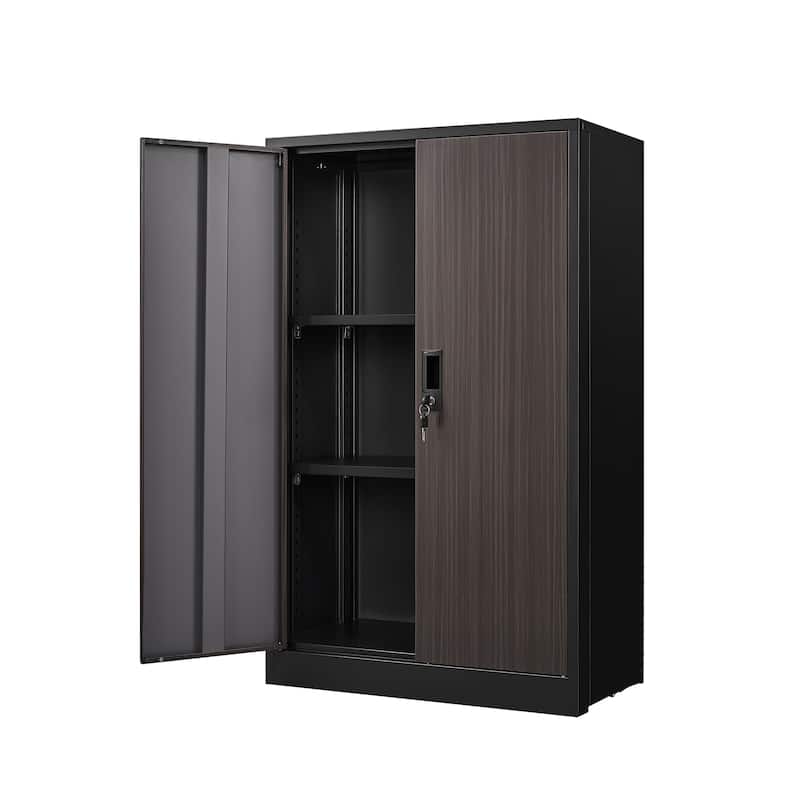 Secure Metal Storage Cabinet - Locking Doors, Adjustable Shelf & Foldable Design for Office, School or Garage