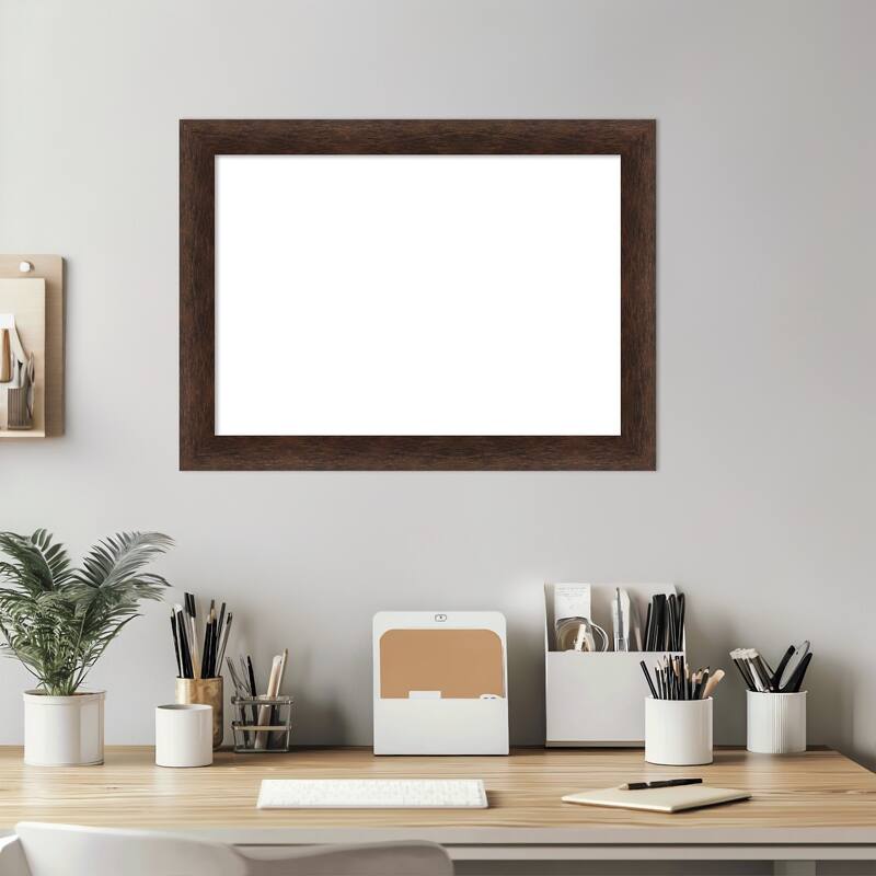 Amanti Art Warm Walnut Narrow Framed Dry Erase Magnetic Board