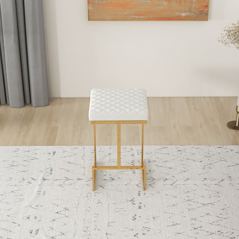 Felicia Mid Century Modern Luxury French Boucle Fabric Counter Stool in Beige