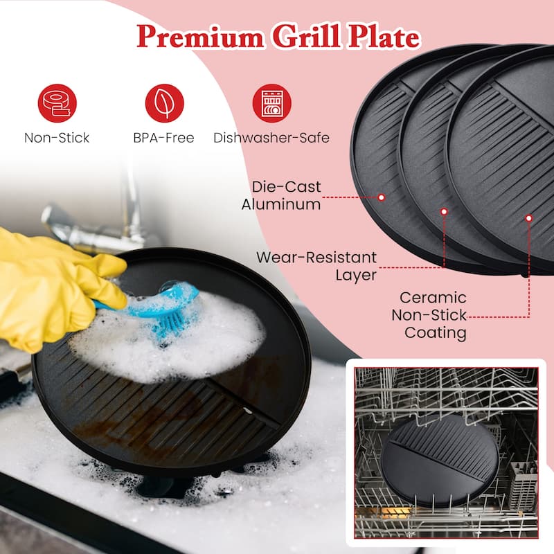 Gymax Indoor Outdoor Electric Grill w/ Non-stick Grill Plate