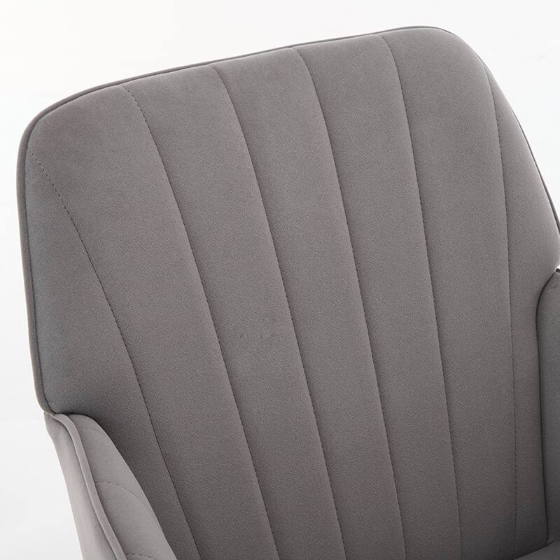 Velvet Home Office Chair, Ergonomic Swivel Study Desk Chair, Upholstered Vanity Chair with Backrest Seat and Metal Base - N/A