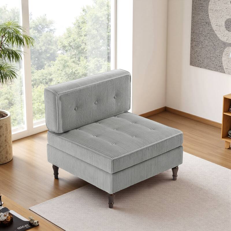 Modern Corduroy Corner Armchair Armless Chair sofa