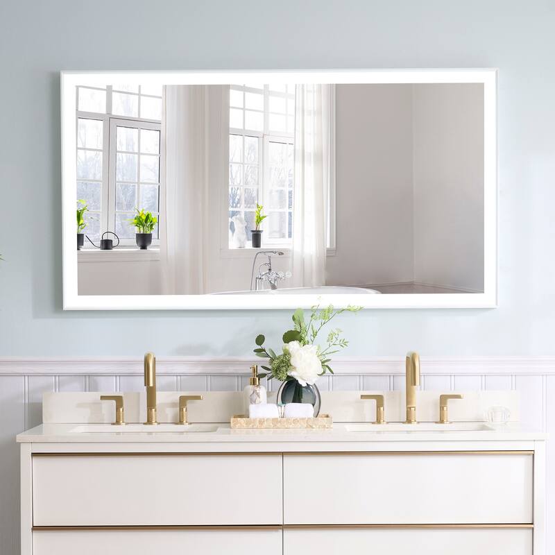 Wall Mounted Bathroom Heavy Duty Framed LED Mirror With bright light And And Memory Function