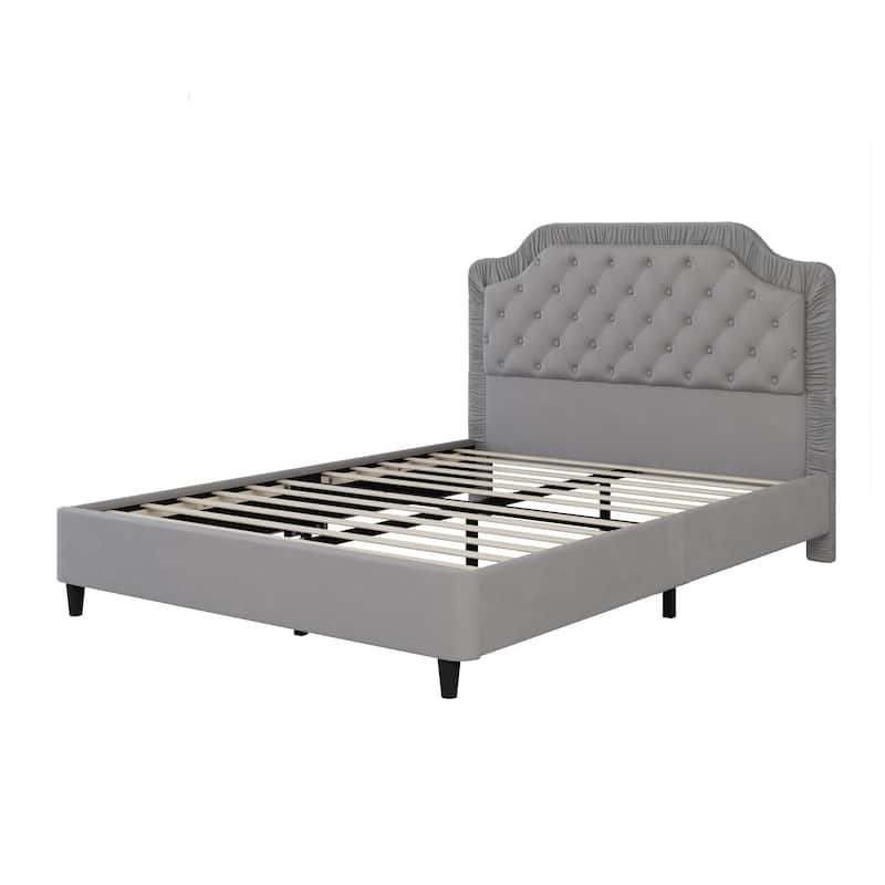 2-Piece Bedroom Set with Velvet Upholstered Bed and Storage Ottoman Bench by Harper&Bright Designs