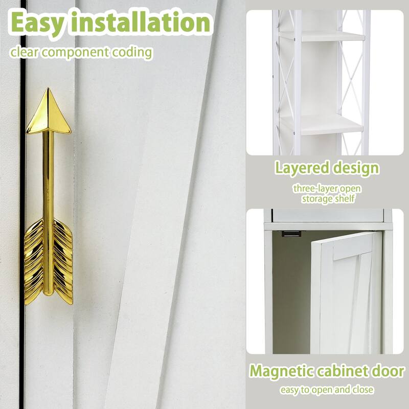 Javlergo Tall Bathroom Cabinet, Narrow Slim Storage Cabinet with Toilet Paper Holder and Drawer For Small Spaces