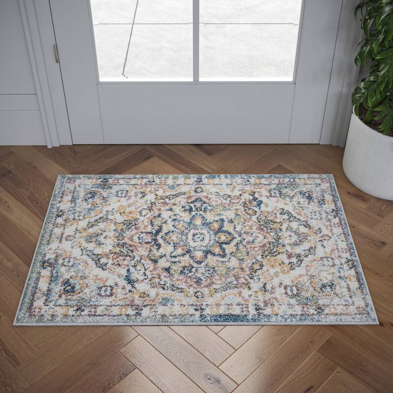 Rayna Farmhouse Medallion Indoor Area Rug - 2' x 2'11'' - Cream