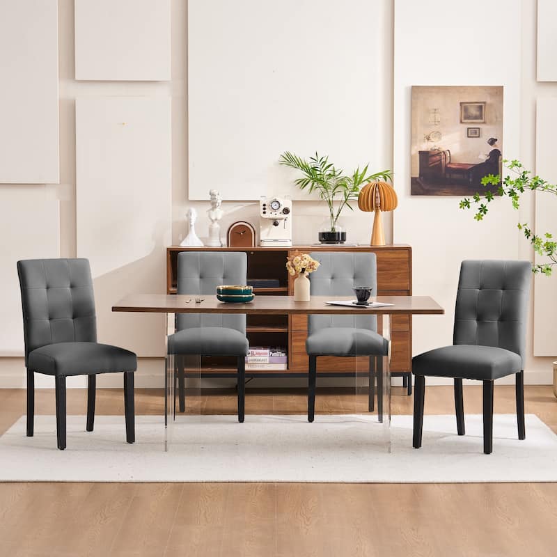 FERPIT Faux Leather Tufted Upholstered Dining Chairs Set of 2 - 17.5"W x 23"D x 36.5"H