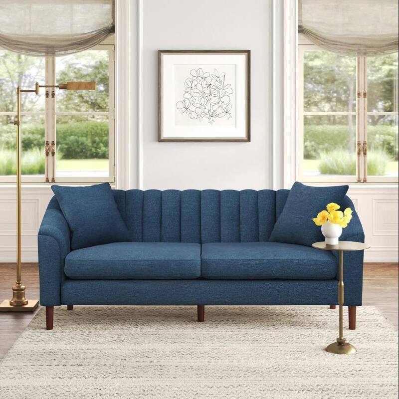 3-seater Sofa with Wood Legs and Pillows