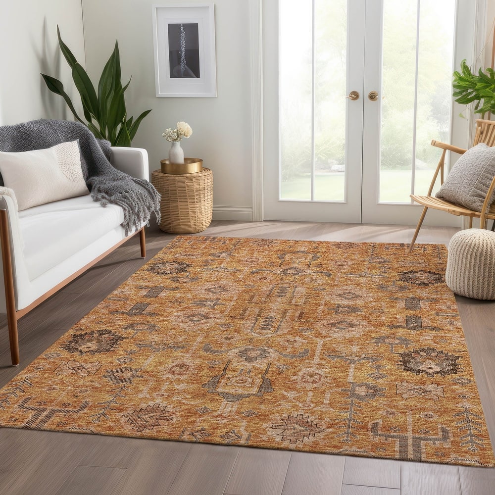 Machine Washable Indoor/ Outdoor Chantille Boho Traditional Rug