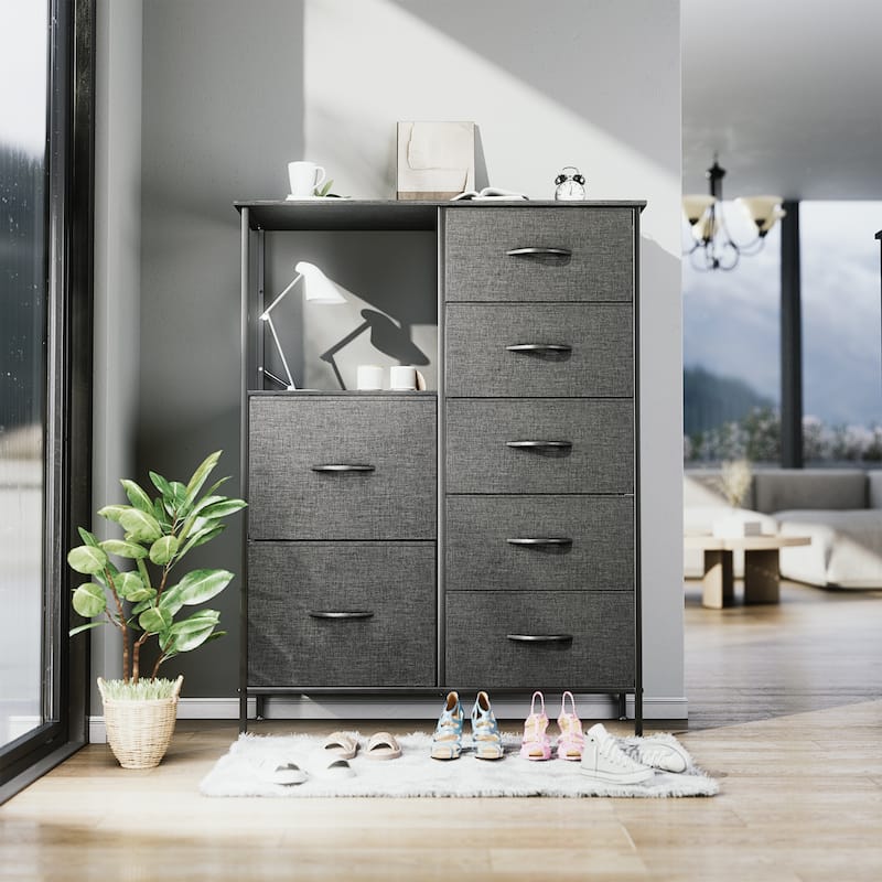 Modern Wide Dresser Storage Tower with 7 Drawers
