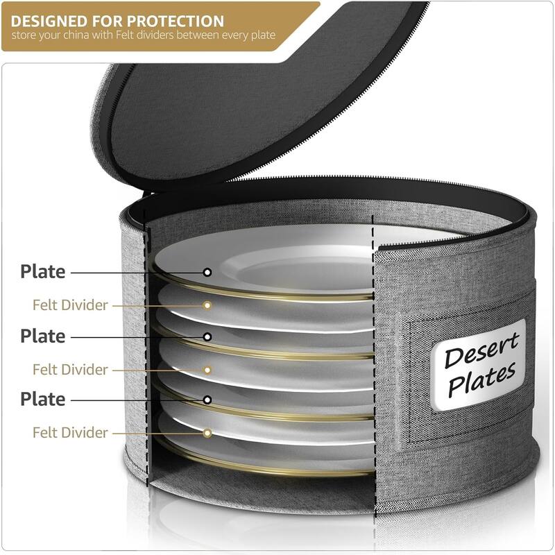 5-Piece China Dinnerware Storage Set - Grey