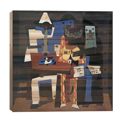 Three Musicians Print On Wood by Pablo Picasso - Multi-Color