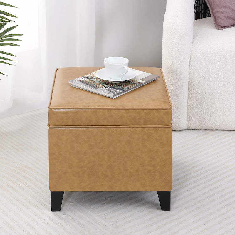 Adeco Square Storage Ottoman 17 inch Footstool