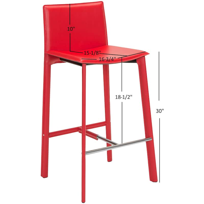 SAFAVIEH Marylou Faux Leather 29-inch Bar Stool (Set of 2) - 18.7" W x 19.7" L x 39.4" H - 19Wx20Dx39H