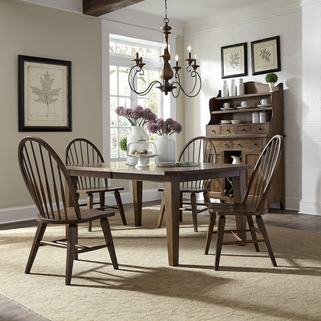 The Gray Barn Hearthstone Ridge Tobacco 5 Piece Rectangular Table Set
